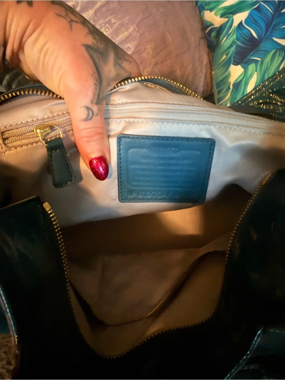 Coach Teal Patent Signature Tote with Matching Wristlet